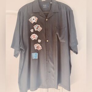 NatNast, Men’s Black Short Sleeve Shirt with Playing Card Design